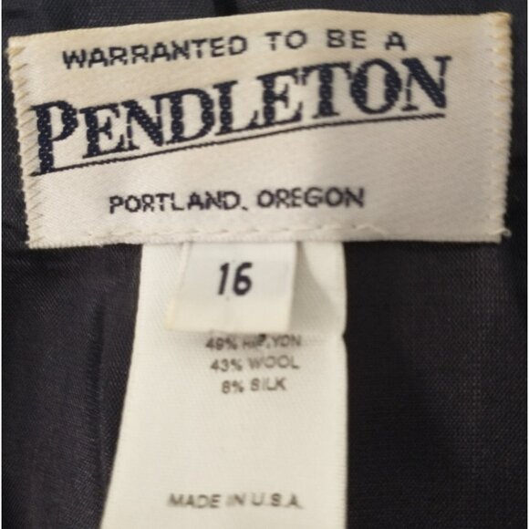 Pendleton Blazer Women's Rayon Wool Silk Lined Navy White 1-Button Pockets - 16 - Picture 6 of 10
